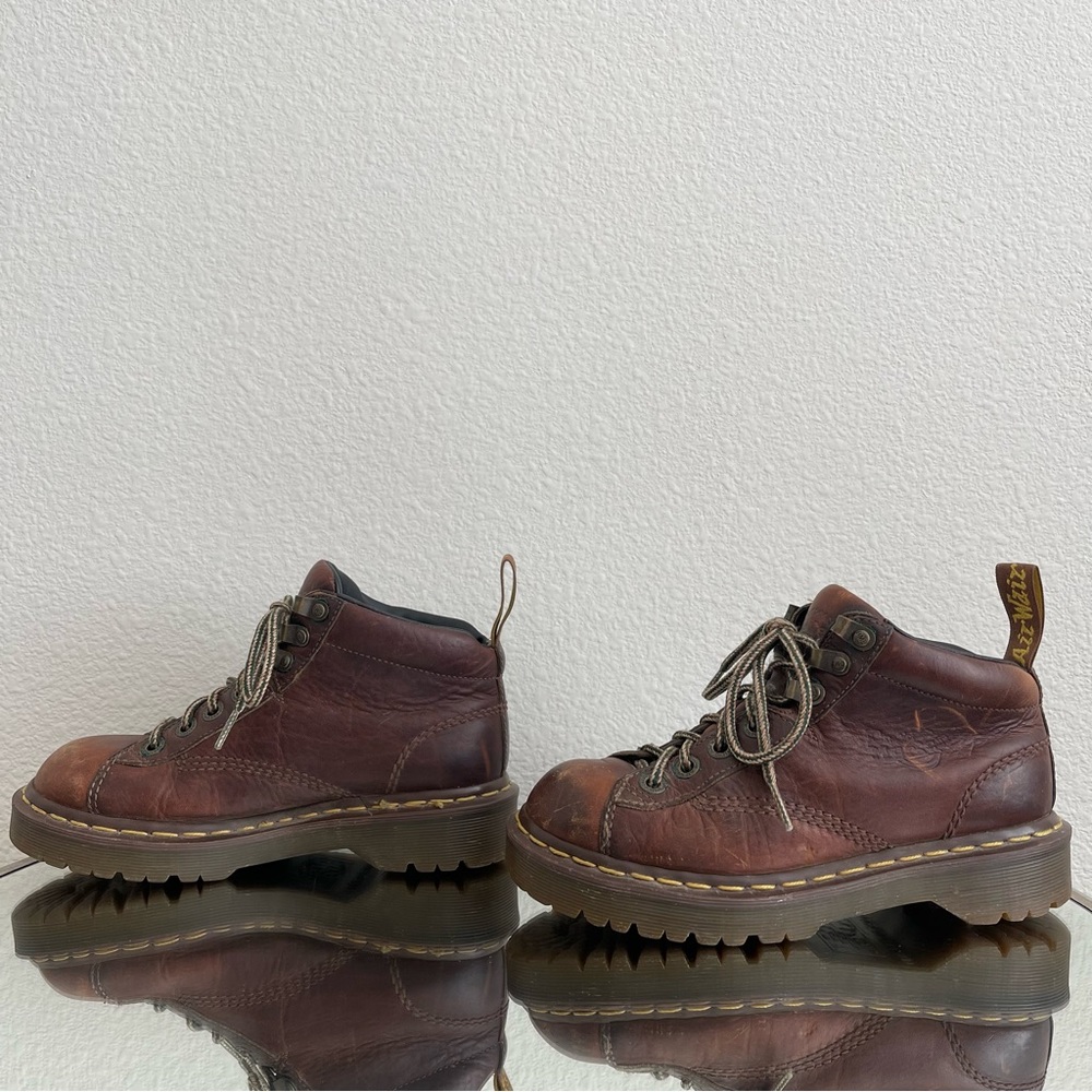!SOLD! DR. MARTENS Vintage Y2K Brown Leather 8287 Chunky Grunge Ankle Boots - Picture 9 of 12